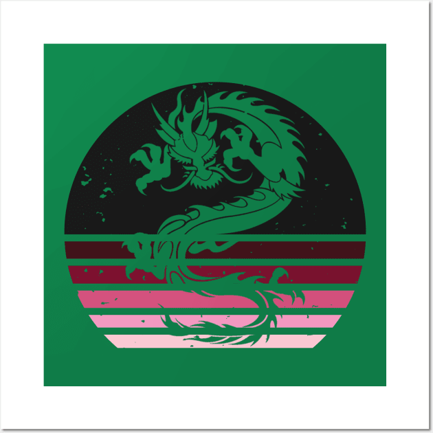 Chinese Luck Dragon Gothic Sunset Wall Art by Analog Designs